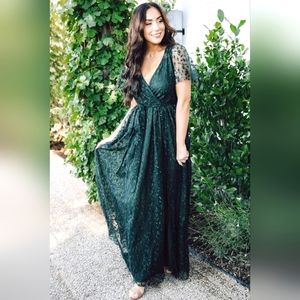 🎄NWT Baltic Born Marseille Embossed Maxi Dress in Emerald Green, XL 🎄